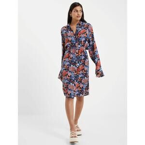 NWT French Connection Womens Adalina Floral Shirt Dress Size 8 Boho Cottagecore